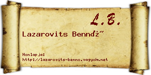 Lazarovits Bennó névjegykártya
